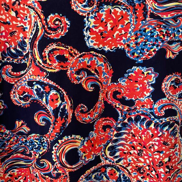 Lilly Pulitzer Navy Blue Paisley Colorful Long Sleeve Shirt Women's size Medium - Picture 5 of 10